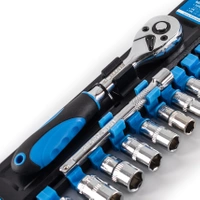 Zestaw kluczy nasadowych 12 elementów CR-V, Grzechotka 1/4" Fixtec