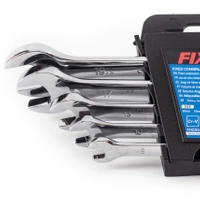 Klucze płasko-oczkowe z Grzechotką 5 elementów, stal CR-V Fixtec