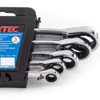 Klucze płasko-oczkowe z Grzechotką 5 elementów, stal CR-V Fixtec