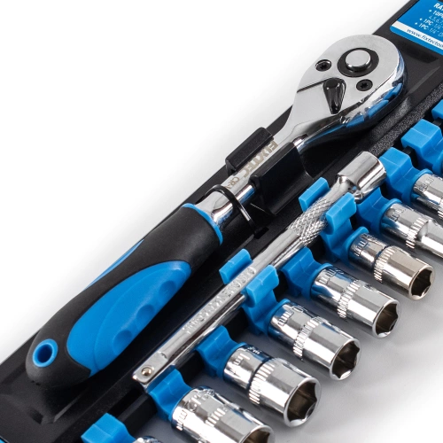 Zestaw kluczy nasadowych 12 elementów CR-V, Grzechotka 1/4" Fixtec