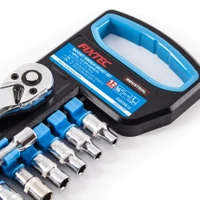 Zestaw kluczy nasadowych 12 elementów CR-V, Grzechotka 1/4" Fixtec