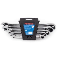 Klucze płasko-oczkowe z Grzechotką 5 elementów, stal CR-V Fixtec