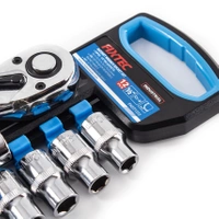 Zestaw kluczy nasadowych 12 elementów CR-V, Grzechotka 1/2" Fixtec