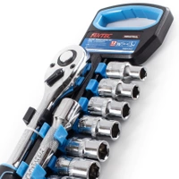 Zestaw kluczy nasadowych 12 elementów CR-V, Grzechotka 1/2" Fixtec