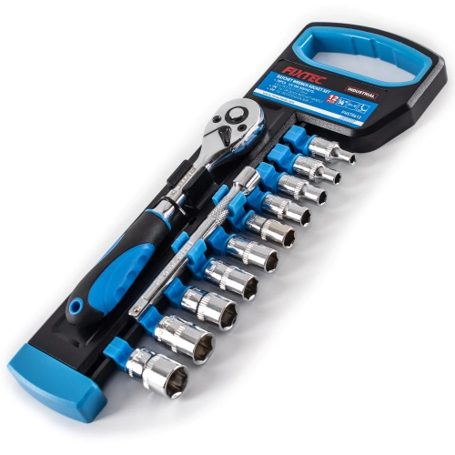 Zestaw kluczy nasadowych 12 elementów CR-V, Grzechotka 1/4" Fixtec