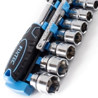 Zestaw kluczy nasadowych 12 elementów CR-V, Grzechotka 1/2" Fixtec