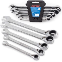 Klucze płasko-oczkowe z Grzechotką 5 elementów, stal CR-V Fixtec