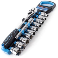 Zestaw kluczy nasadowych 12 elementów CR-V, Grzechotka 1/2" Fixtec