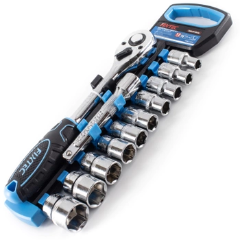 Zestaw kluczy nasadowych 12 elementów CR-V, Grzechotka 1/2" Fixtec